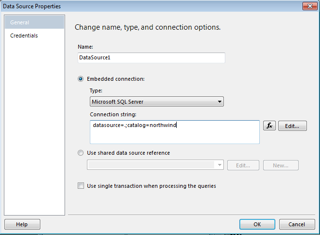 Figure 1: The SSRS data source is used by the report to connect to the database. 