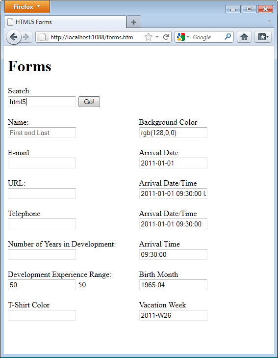 Figure 4: New input types in Firefox 4.