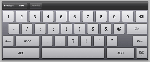 Figure 11: Soft keyboard formatted for numbers.