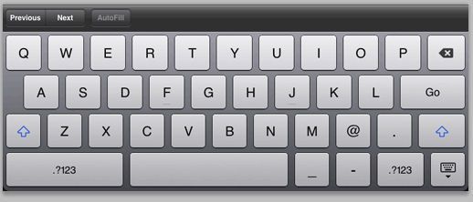 Figure 12: Soft keyboard formatted for email.