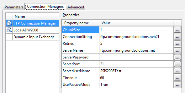 Figure 17: The SSIS Catalog database package options are used to redefine connection managers.