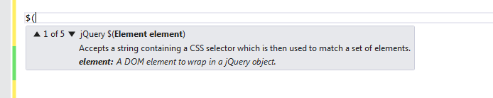 Figure 23: IntelliSense support for jQuery.