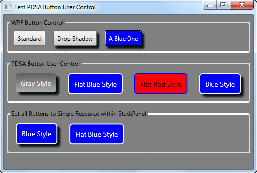 Figure 1: The normal WPF Buttons cannot be styled very well.