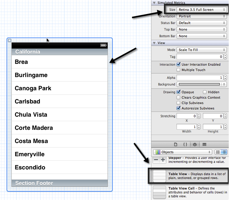 Figure 16: The Table View component is an option on the Simulated Metrics dialog, along with the size-changing option.