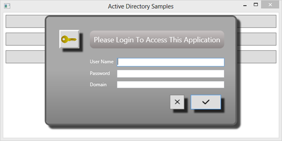 Figure 1: Create a login screen in WPF and use the AD objects to authenticate.