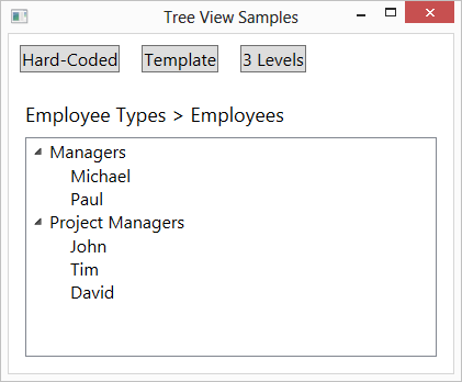 Figure 1: A hard-coded two-level TreeView