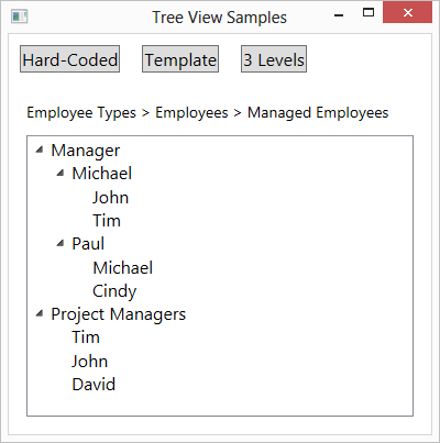 Figure 5: A TreeView control can have as many levels as you want; it only requires you to build the appropriate templates in WPF.