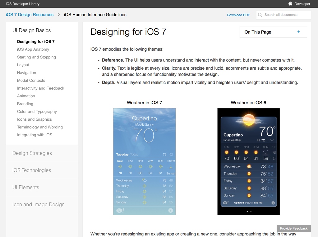 Figure 2: Apple's Human Interface Guidelines breakdown the details of designing iOS apps