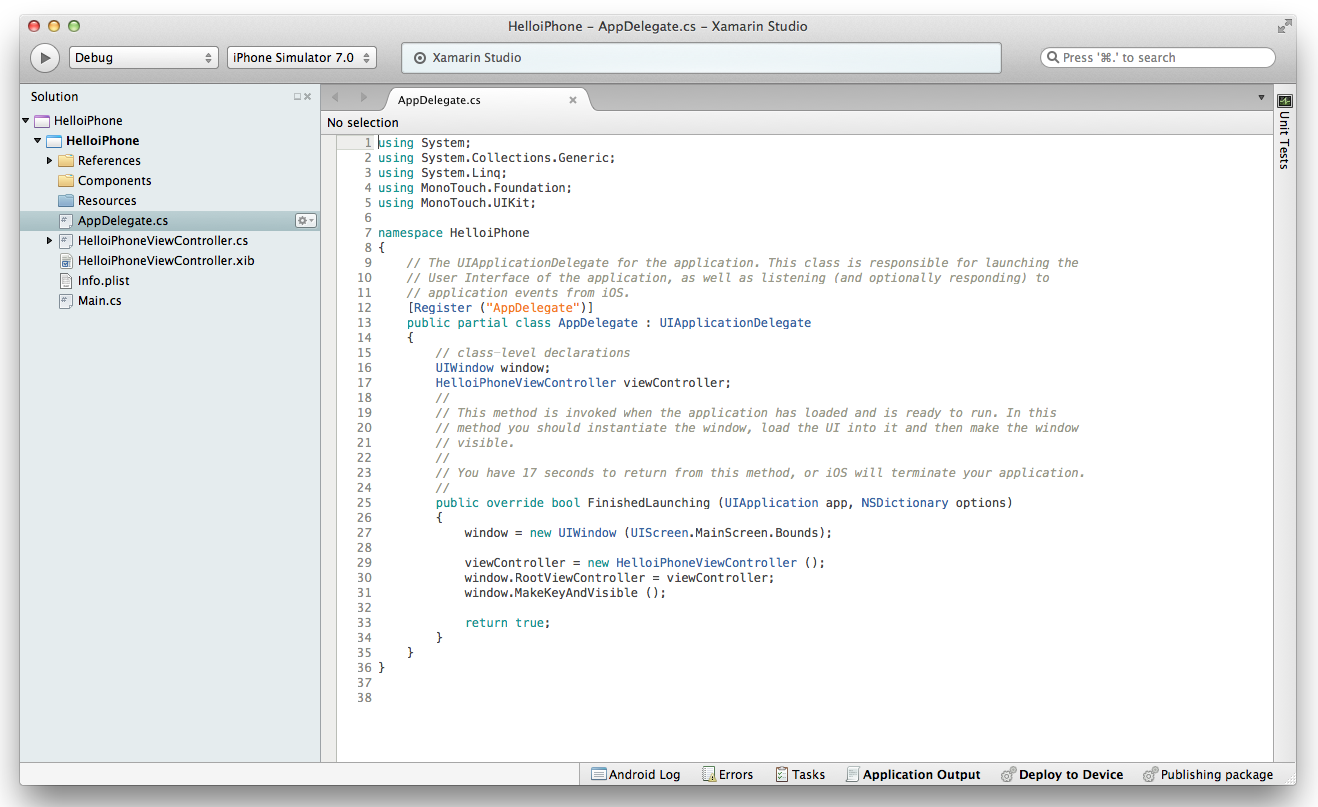 Figure 4: This the iPhone project in Xamarin Studio.