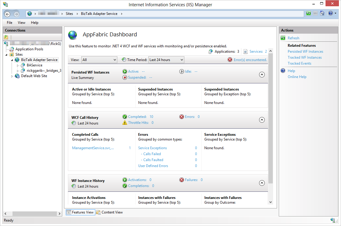 Figure 18: AppFabric for Windows Server provides key management and monitoring features for the LOB Relay.