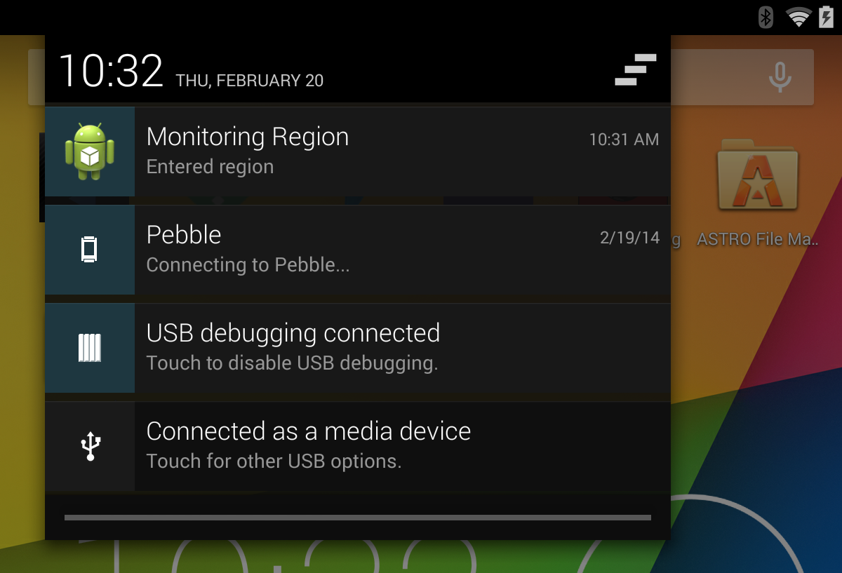 Figure 14: Display the notification to inform you that you have entered a region.