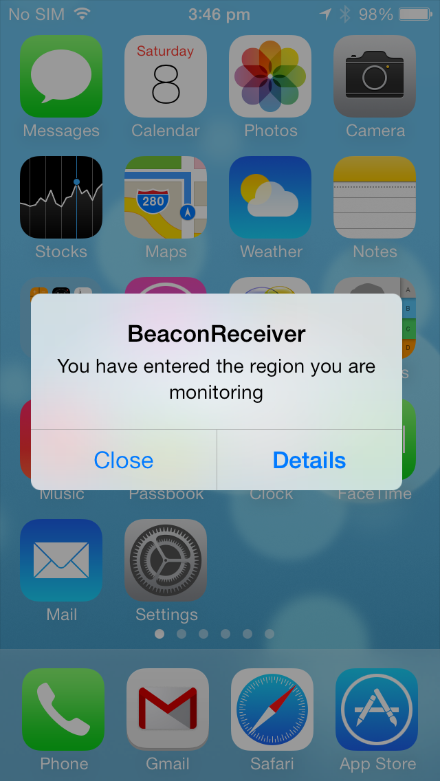 Figure 7: You have just entered an iBeacon region.