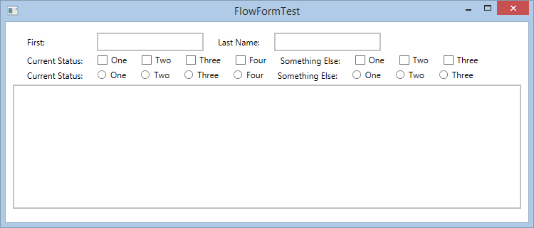 Figure 7: A test form uses the FlowForm control to lay out its contents.
