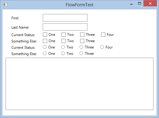 Figure 8: A somewhat resized version of the UI shown in Figure 7 automatically arranges controls that are sensible for the size of the form.