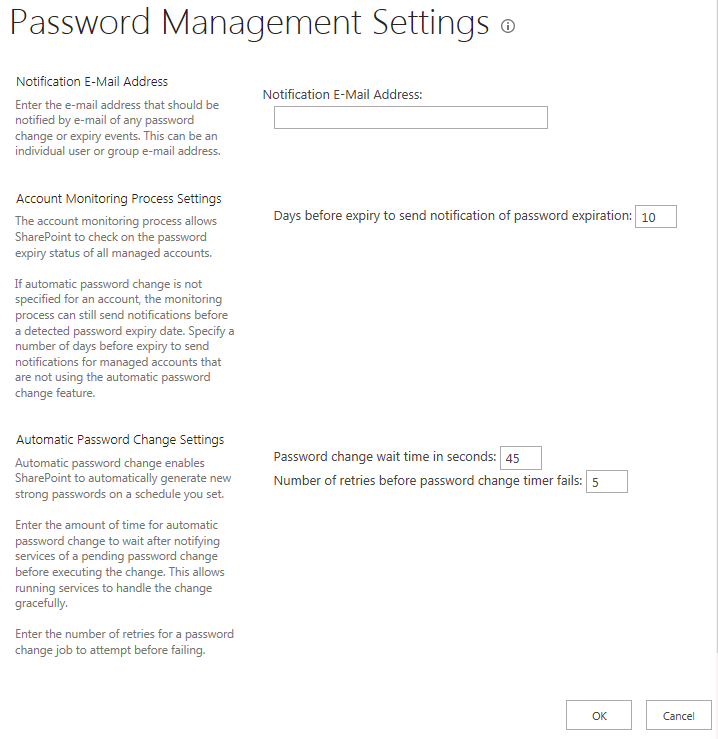 Figure       2      : Automatic Password Management Settings