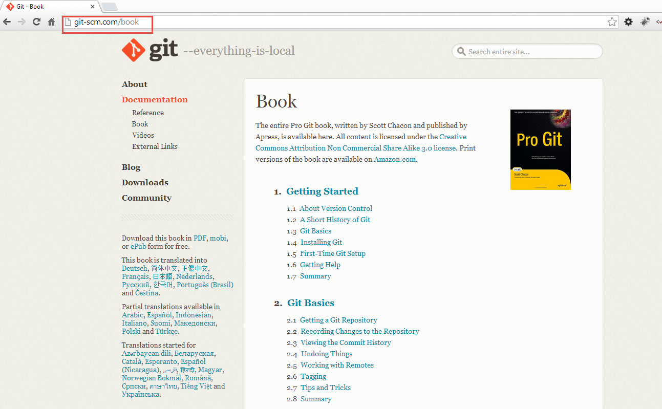 Figure       2      : Pro Git by Scott Chacon is a free e-book available on the git-scm.com site.