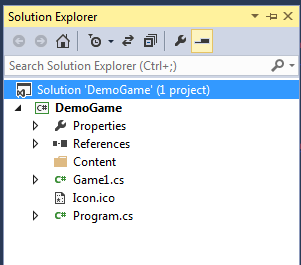 Figure       2      : The Solution Explorer in Visual Studio