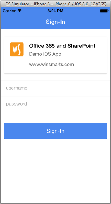 Figure 7: The sign-in page on an iOS simulator