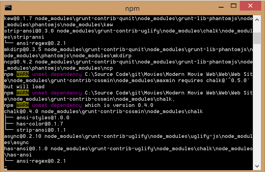 Figure 2: Running npm install from the Command Line