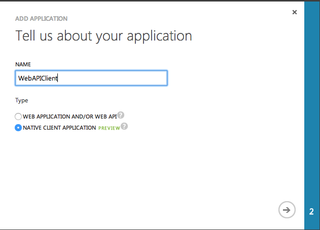 Figure 9: Adding your native app in Azure AD