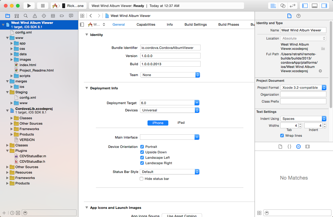 Figure 12      : You can also open the built-in project in XCode for tweaking settings or debugging build errors at the source.