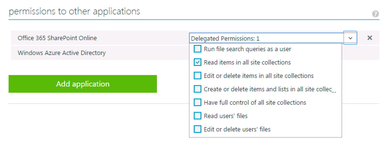 Figure 3: Granting permissions to your application