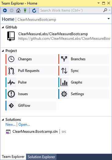 Figure 16: GitFlow is available from within Visual Studio.