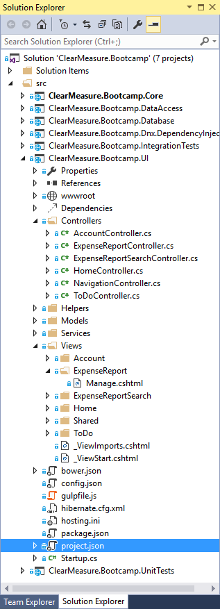 Figure 18: CSProj files have been replaced with project.json files.