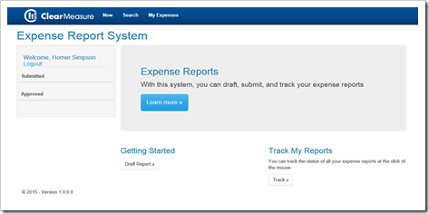 Figure 22: The expense reporting application is an ASP.NET MVC 5.2 app.
