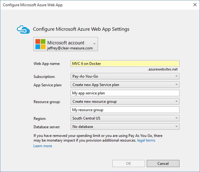 Figure 5: After signing in to Azure, configure the subscription for this application.