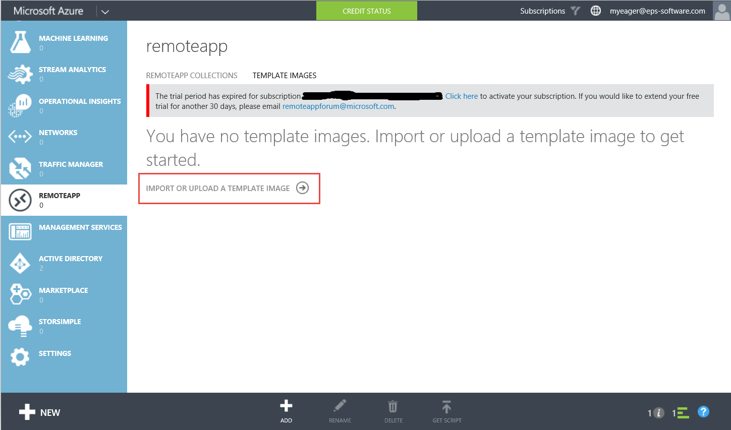 Figure 3: Upload a customized RemoteApp system image.