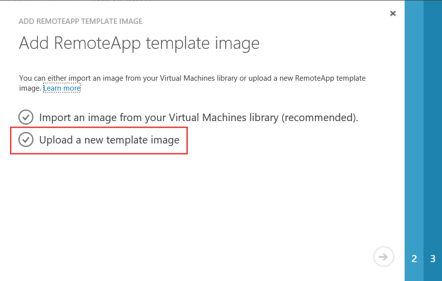 Figure 4: Upload an image created locally in HYPER-V Manager.