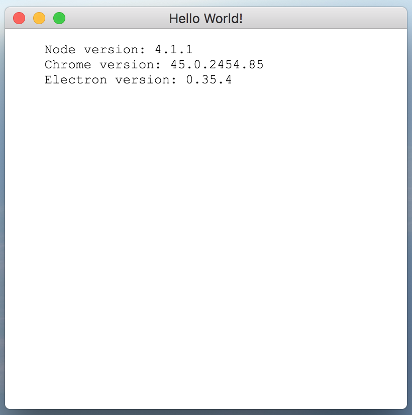 Figure 3: The Hello World application is running.