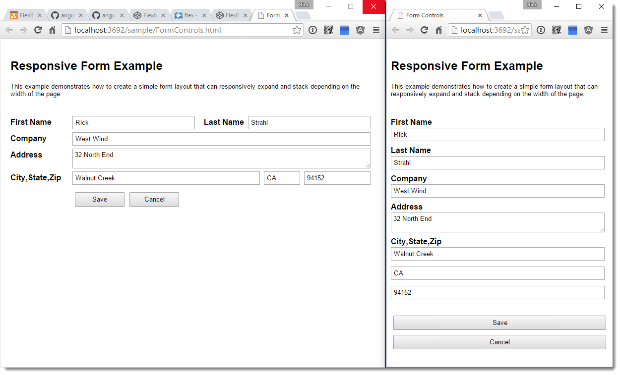 Figure 6: An input form built with Flexbox formatting can easily be made responsive.