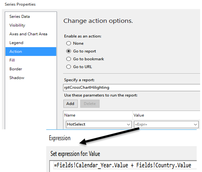 Figure 11: Setting the Report Actions 