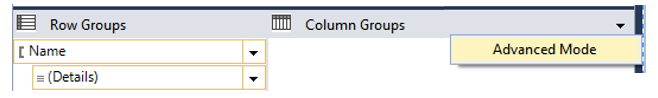 Figure 13: Click the drop-down to the right of Column Groups to enter Advanced Mode