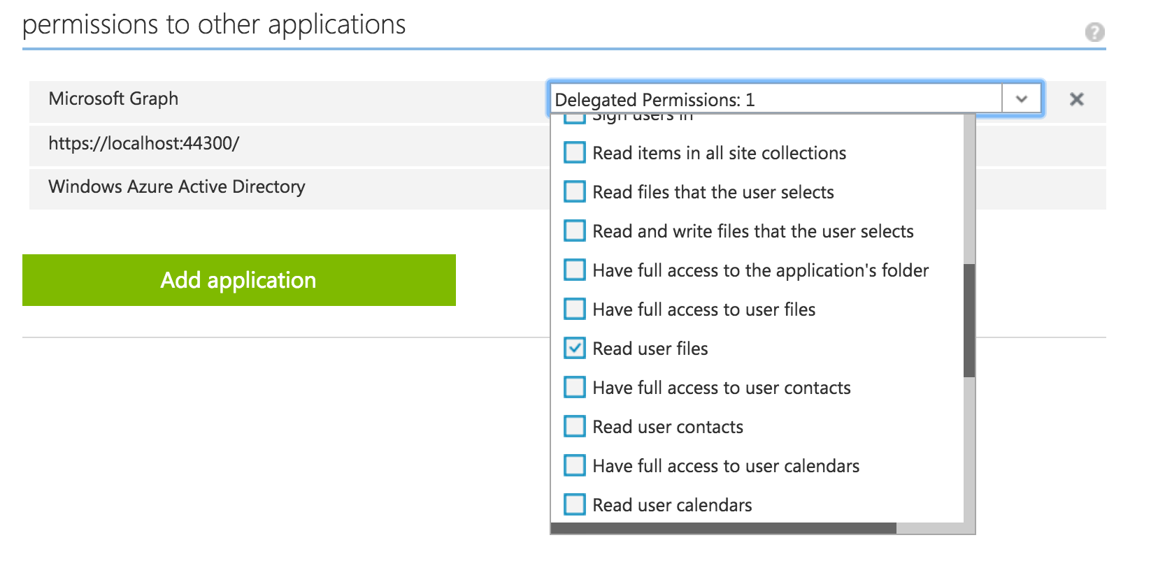 Figure 2: The native client app permissions