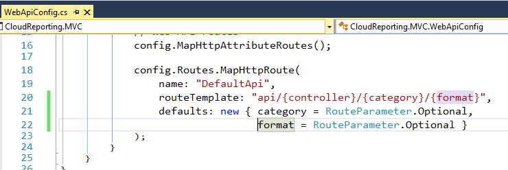 Figure 5: The ASP.NET MVC route determines the parameter names.