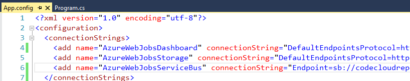 Figure 9: Add the connection string for the new Service Bus Namespace.
