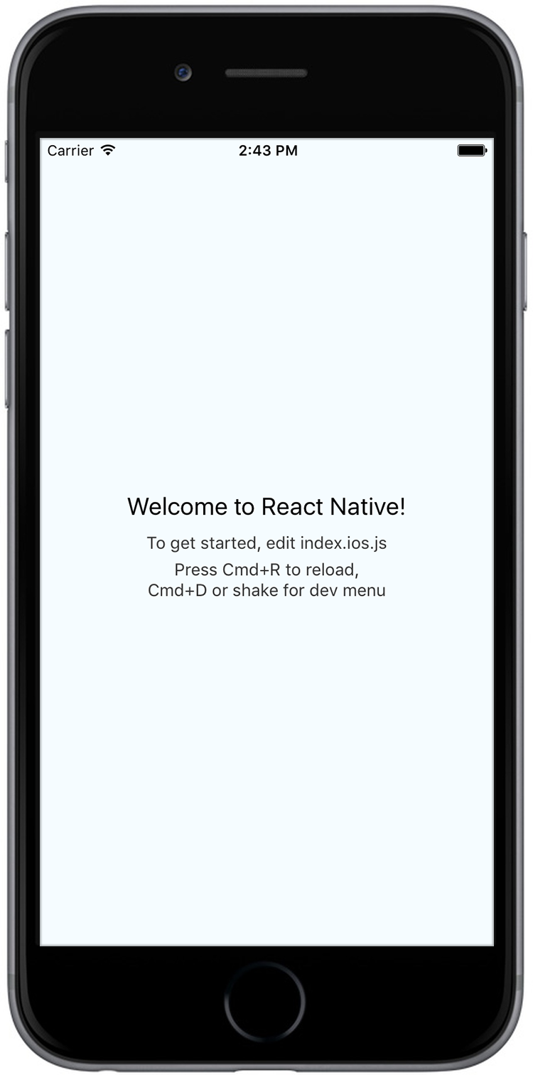 Figure 3: The React Native base project running in an iOS simulator