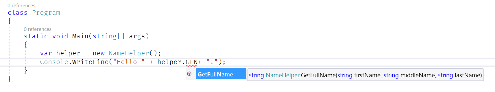 Figure 5: IntelliSense has been improved and is smarter in figuring out what you're looking for.