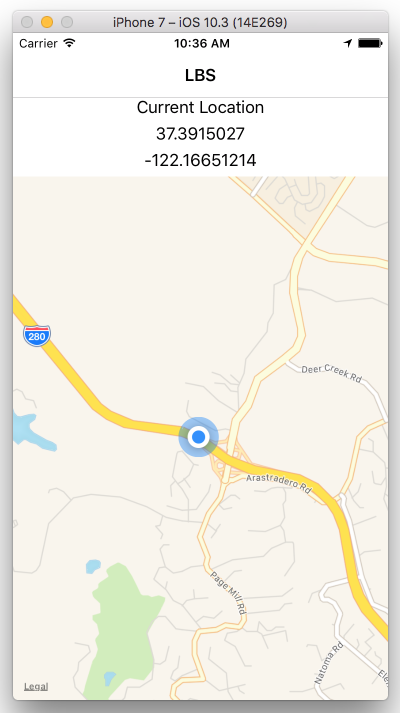 Figure 16: Showing the user location using Apple Maps on iOS
