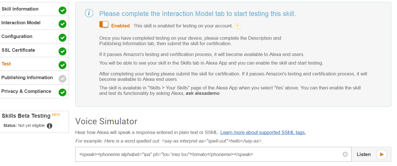 Figure 2: The Amazon Alexa Skills Kit Voice Simulator
