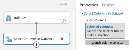 Figure 9: Use the Select Columns in Dataset module to filter columns    