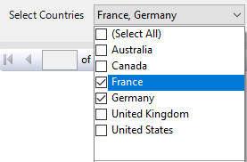 Figure 3: Data-driven drop-down to select Countries