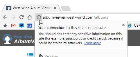 Figure 1      : Non-HTTPS websites are flagged with a warning in the address bar.