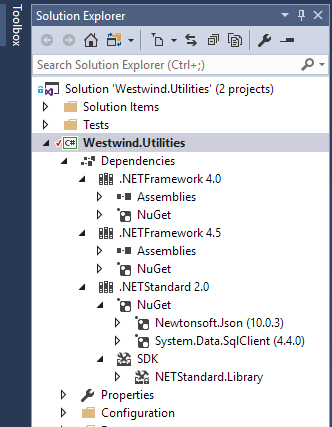 Figure 3      : Multiple targets displayed in Visual Studio 