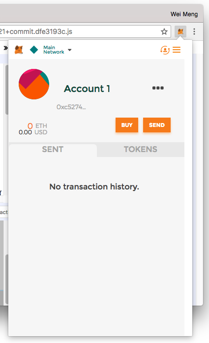 Figure 21: Your first account in MetaMask