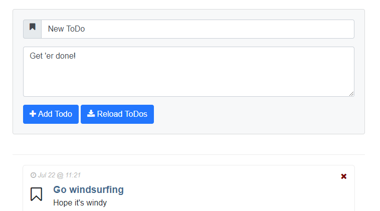 Figure 11: Entering a new ToDo item