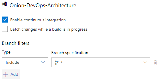 Figure 22      : Configure the continuous integration build to trigger on commits to every branch.    